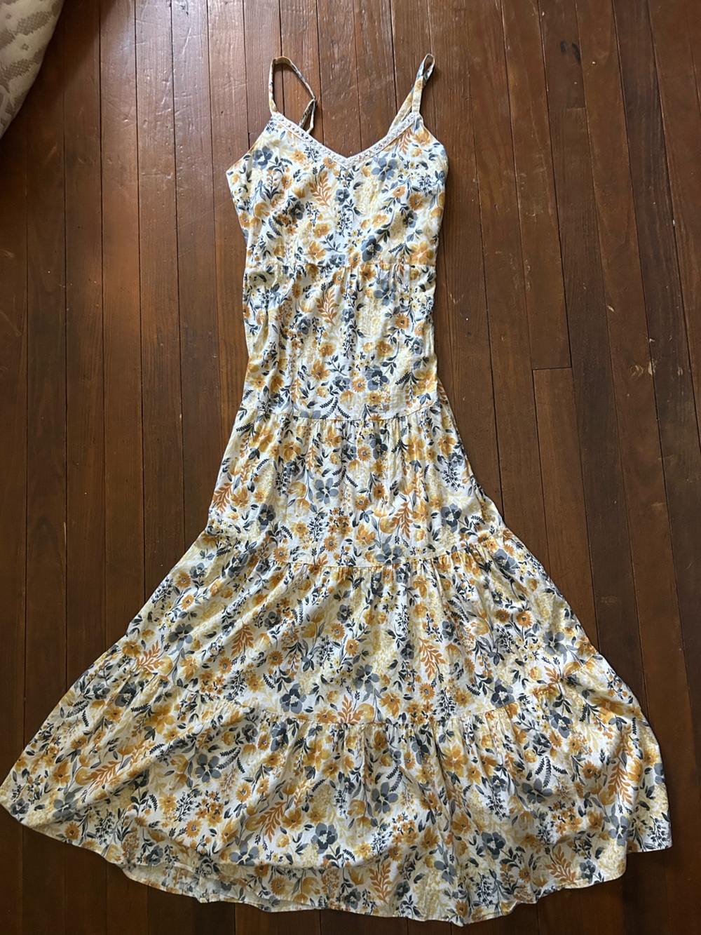 Joie White Yellow Blue Floral Tiered Slip Dress
